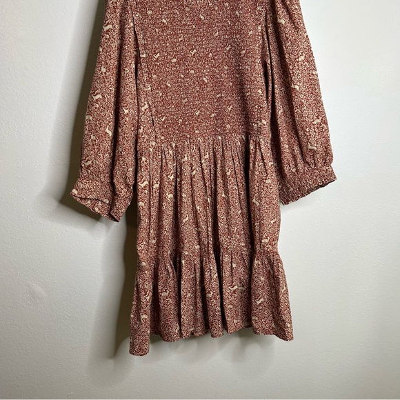 Doen Prancing Fawn Leda Deer Ruffle Cotton Tiered Long Sleeve Mini Dress XL - Picture 11 of 15